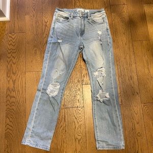 Light wash ripped mom jeans